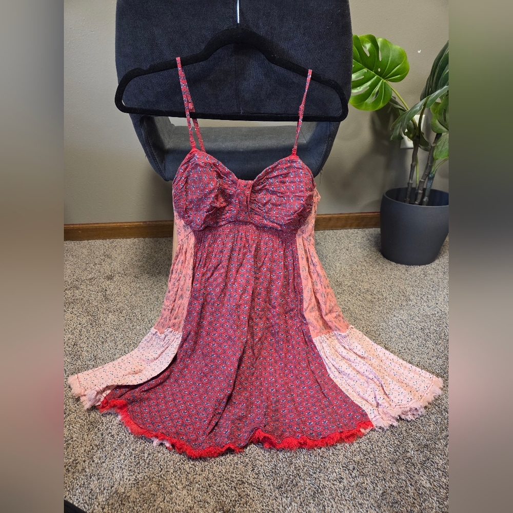 Free People Sz SMALL Across The Sea Medallion Ruby Top Tunic Dress